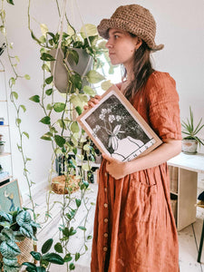 Linocut prints and embroideries