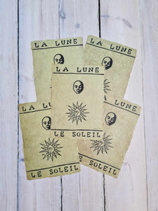 La Lune, Le Soleil - original linocut print on hand made paper