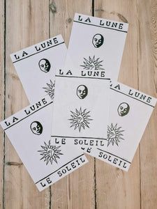 La Lune, Le Soleil - original linocut print
