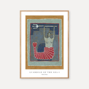 mermaid wall art print with trident