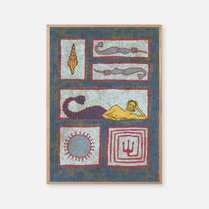 Mermaid wall art print, Mythical mosaic from Sisters of the Sea collection
