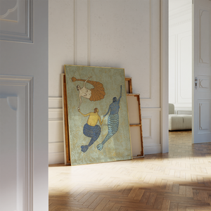 beautiful interior design with large mermaid art print 