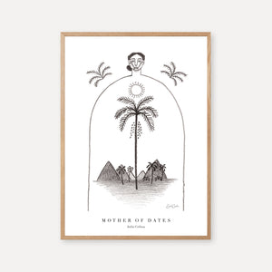 Mother of dates in black and white - print