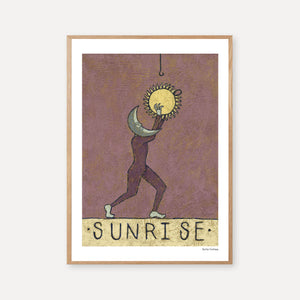 art print of the moon lifting up the sun in the sky